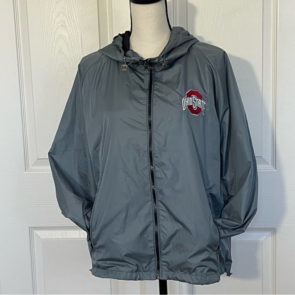 The Ohio State Gray Hooded Windbreaker by J. America, XL